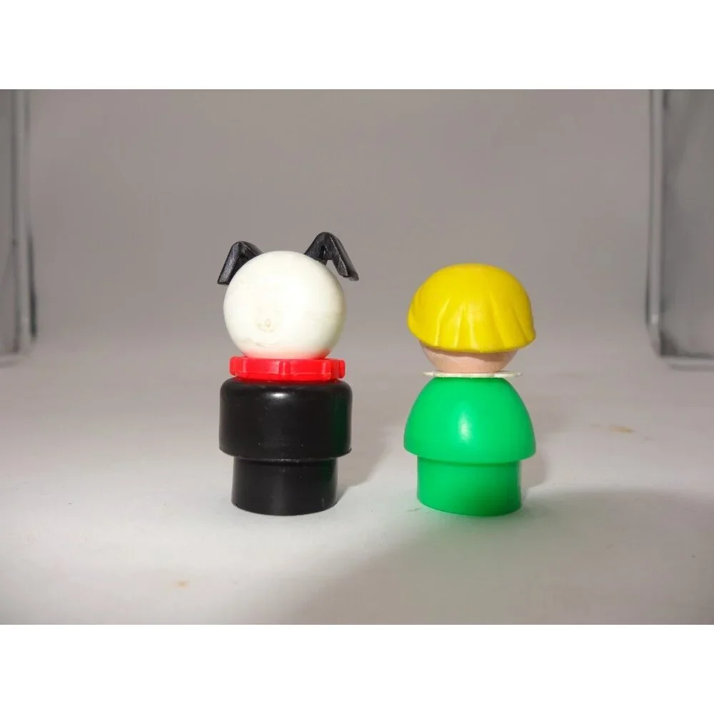 Fisher-Price Little People Green Girl w/ Blonde Hair  Black & White‎ Dog Lucky